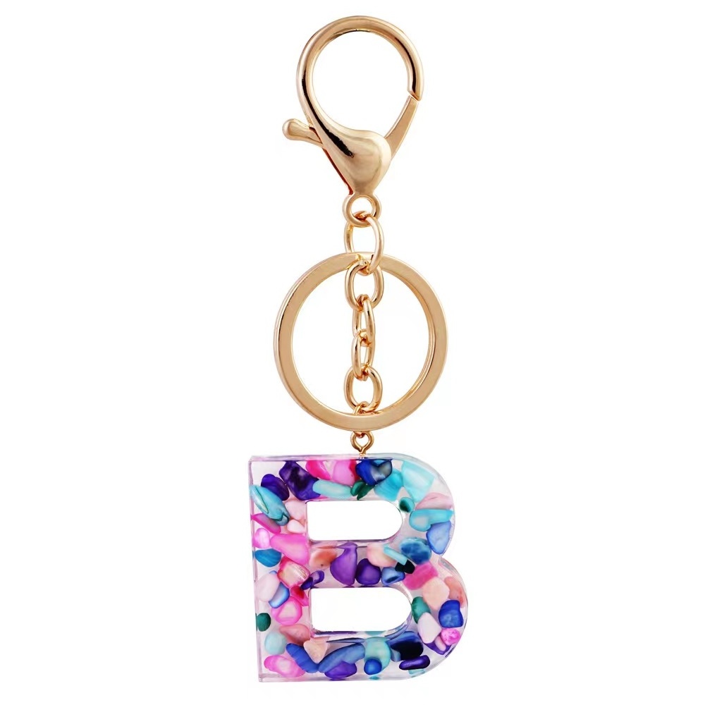 Purple Pink Letter A-Z Keychain Women Purse Handbags Resin Alphabet Initial Letter Resin Keychains