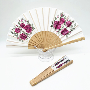 Custom folding hand Fan Original wooden and cotton fans Spanish Flowers Collection handmade fans