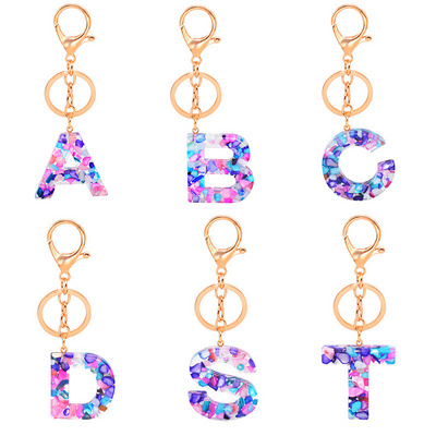 BSBH Free Sample Keychain Flower 26 Letters Clear Acrylic Keychains Custom Inside Flower Keychain Resin Clear Epoxy Charms