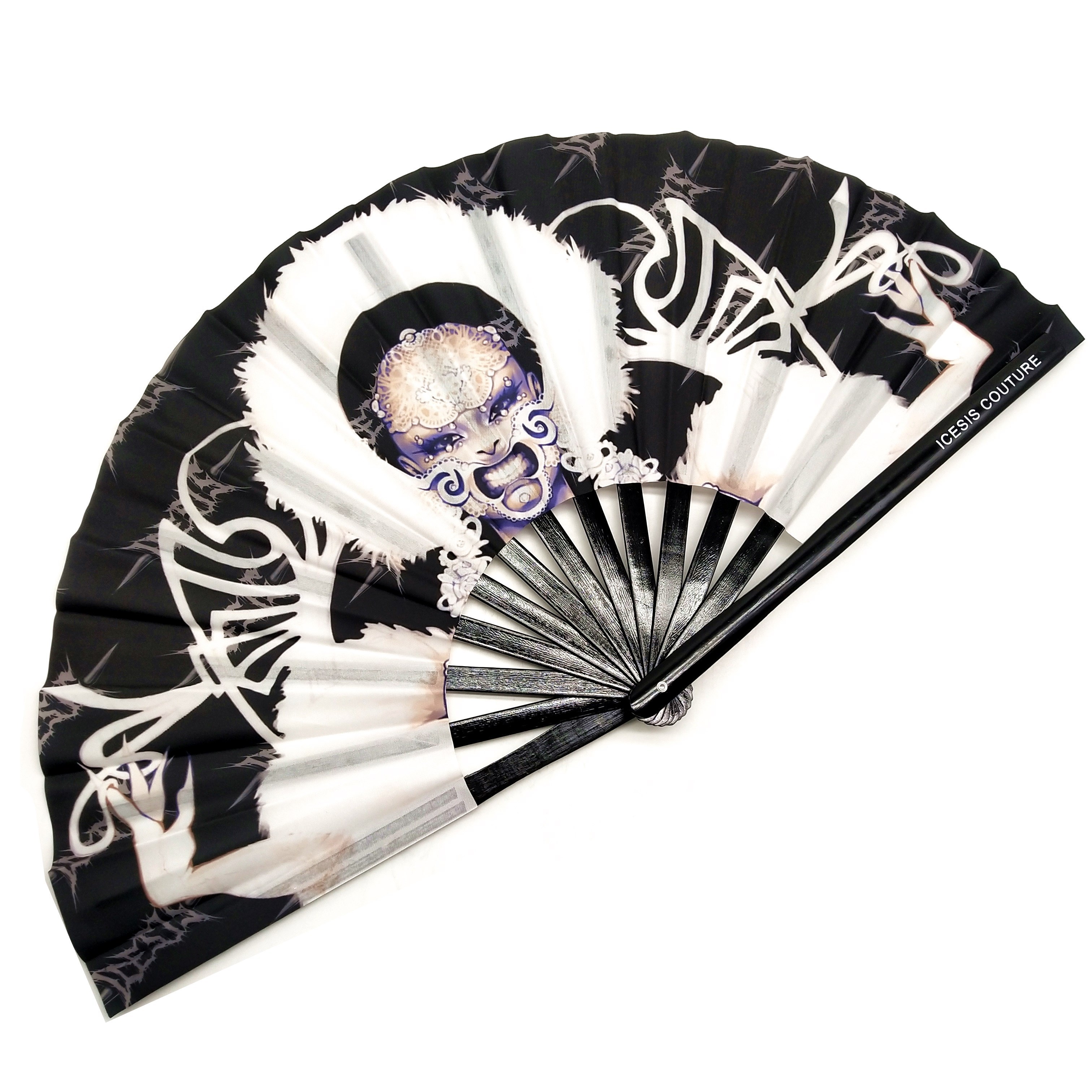 13inches 33cm bamboo brand hand fan polyester custom printing bamboo hand fan