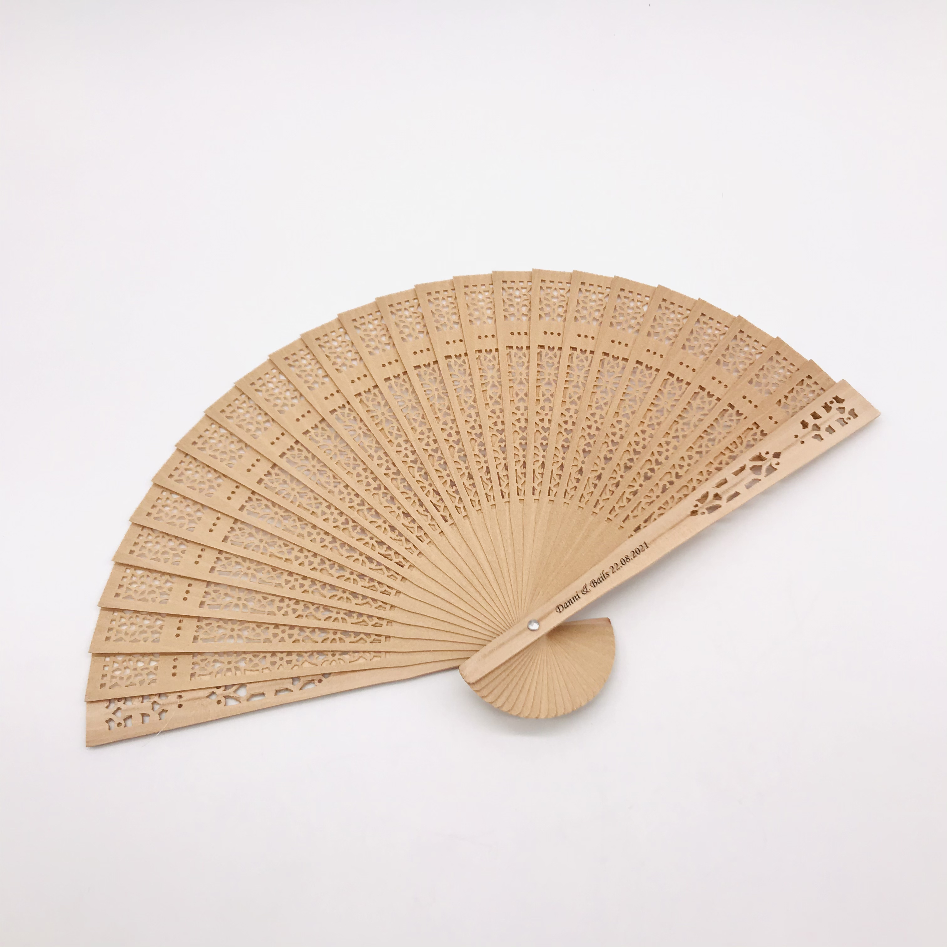 2021 Wholesale Wedding Souvenir Bamboo Handheld Fan Custom Wooden Hand Fan