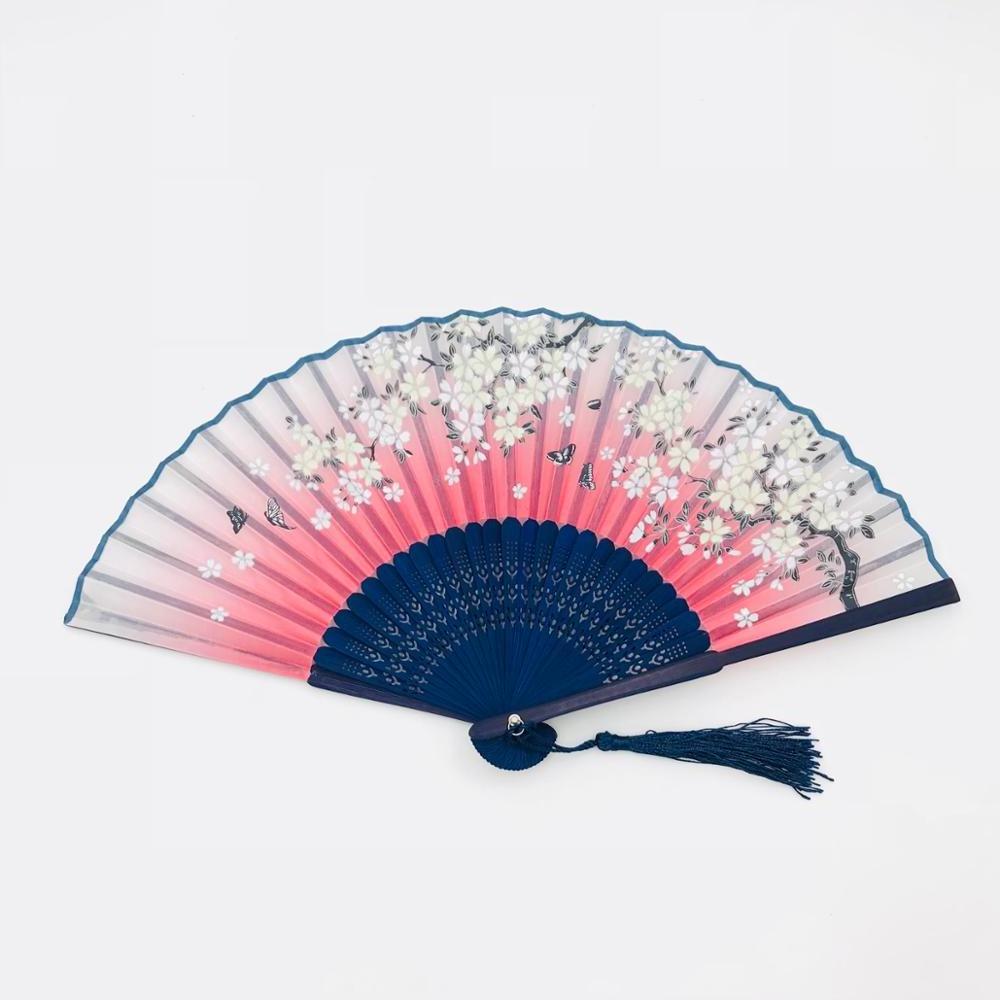 21 CM chinese customised bamboo silk fabric tai chi kung fu hand folding fan with new design printing