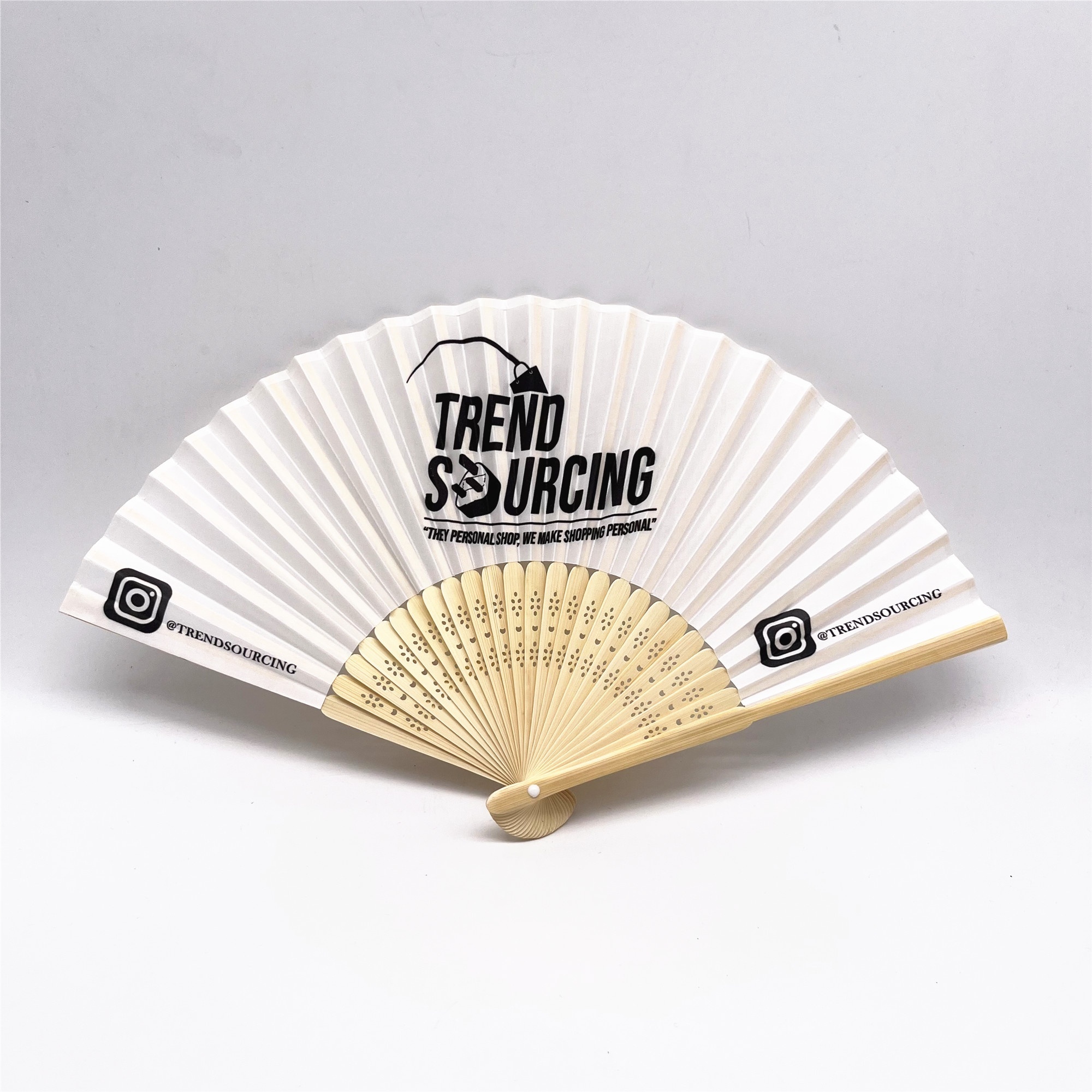 Business Gifts Black Hand Held Fans Advertising Custom Printed Logo Folding Hand Fan