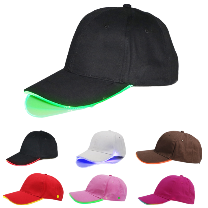 BSBH Customized Printing Cotton Led Hat Lighted Glow Caps Flashing Luminous Baseball Led Cap