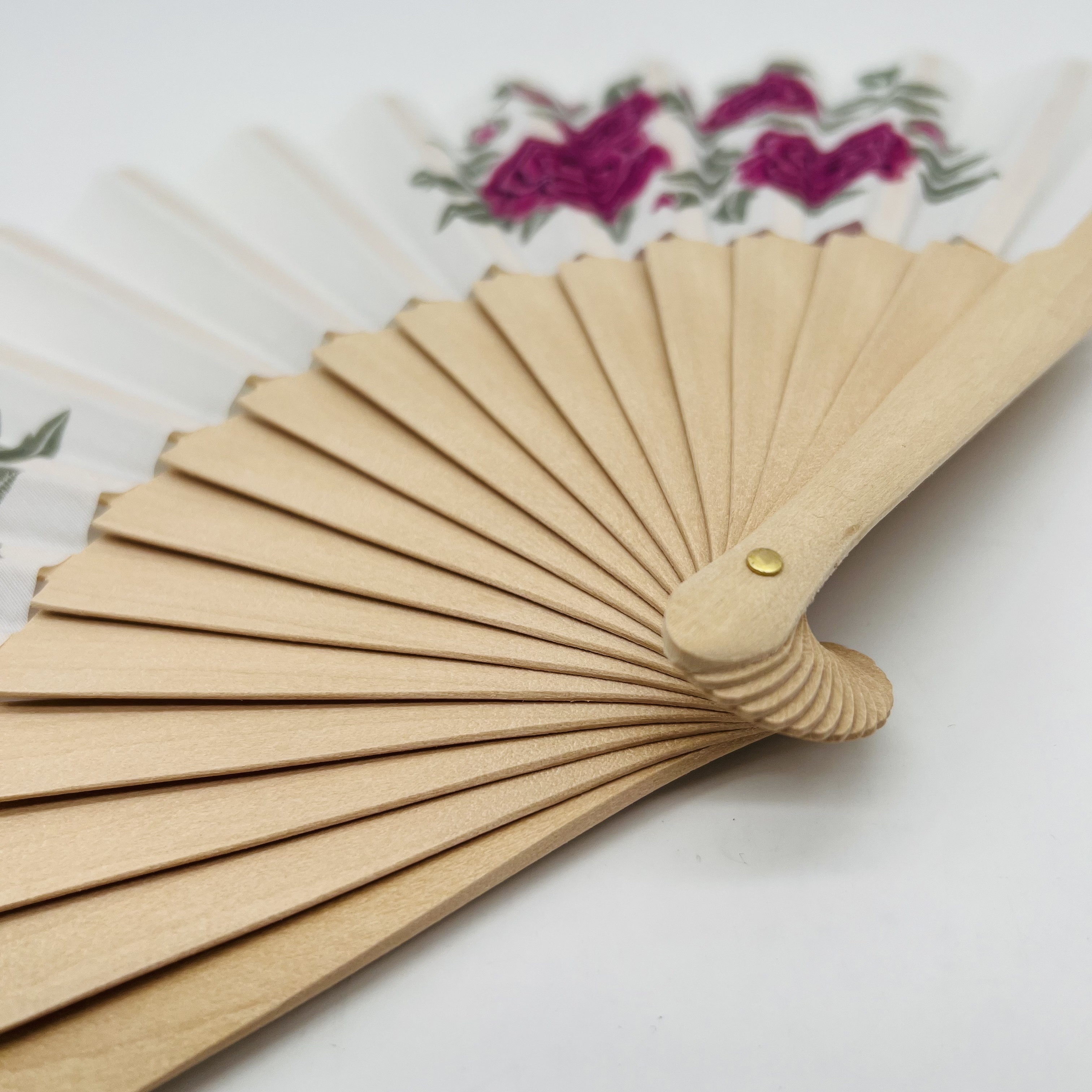 Custom folding hand Fan Original wooden and cotton fans Spanish Flowers Collection handmade fans