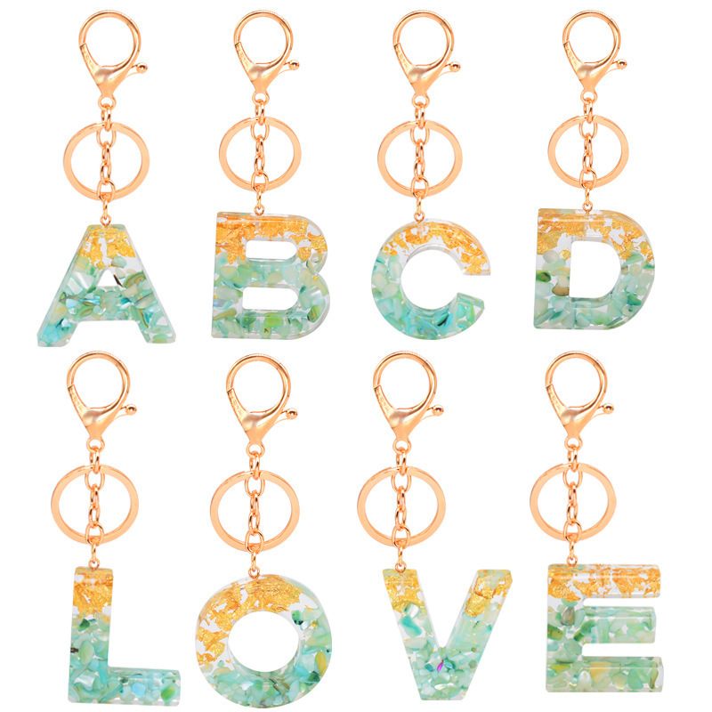 BSBH Free Sample Keychain Flower 26 Letters Clear Acrylic Keychains Custom Inside Flower Keychain Resin Clear Epoxy Charms