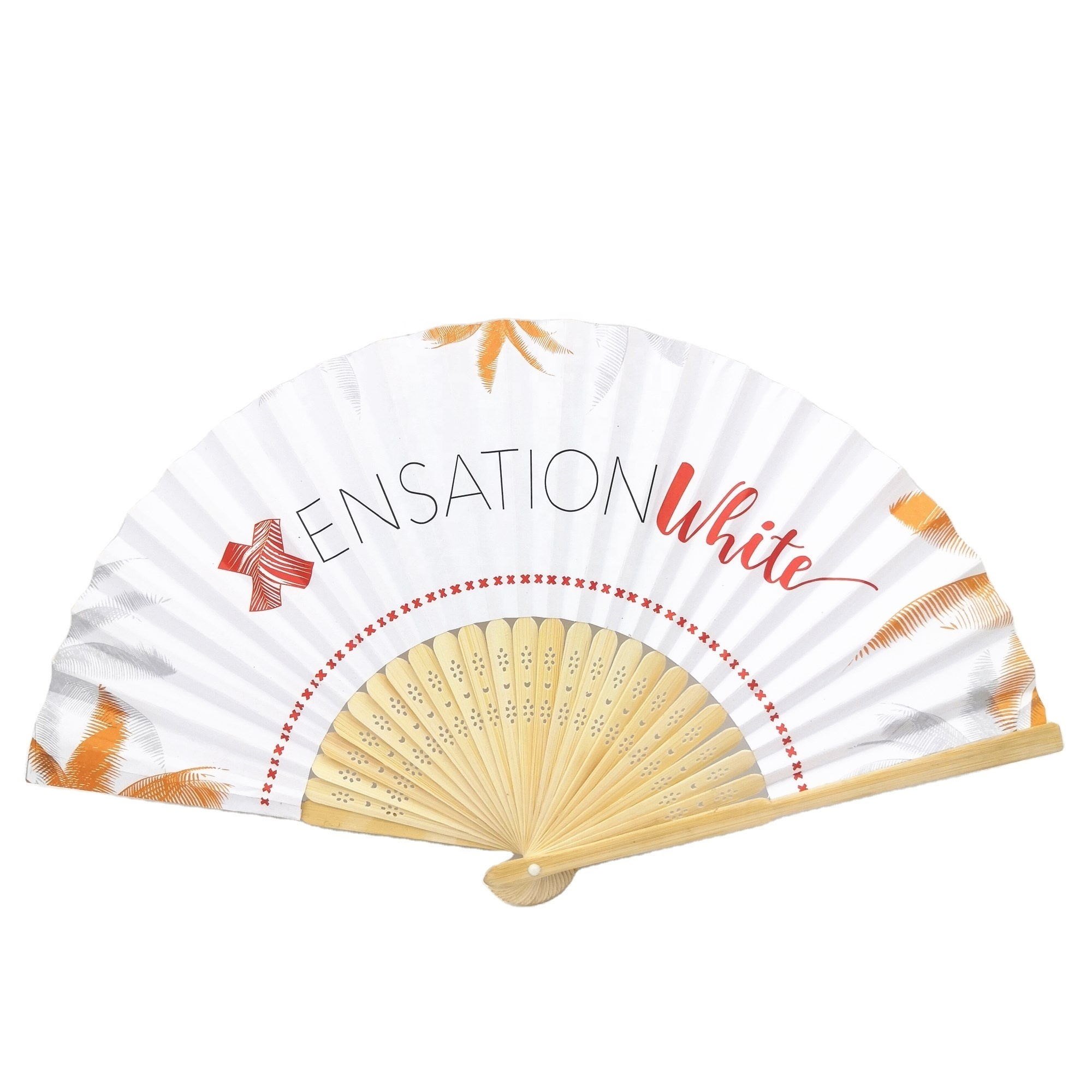 White Handheld Fan Paper Folding Fan Personalized Bamboo Paper Fan