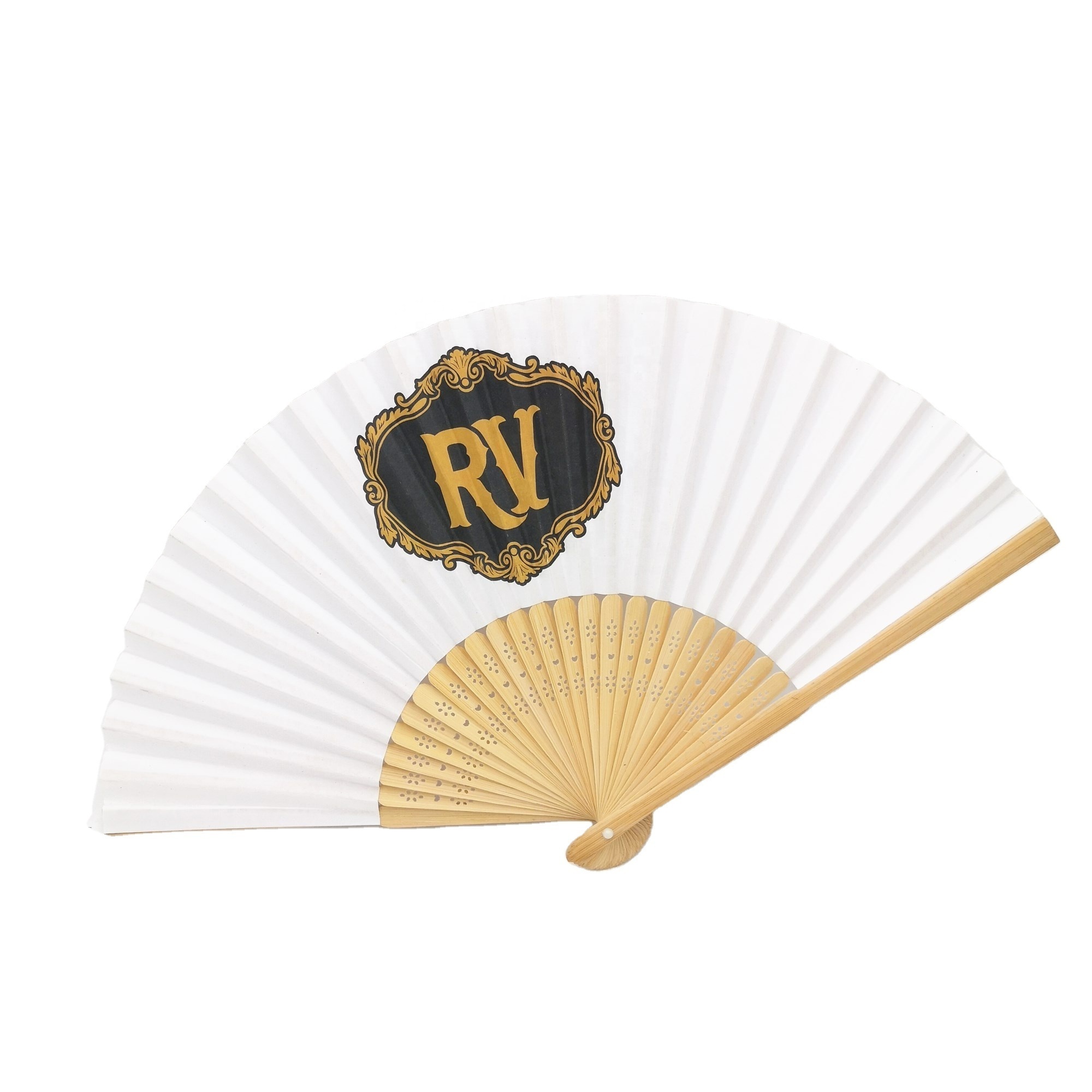 White Handheld Fan Paper Folding Fan Personalized Bamboo Paper Fan