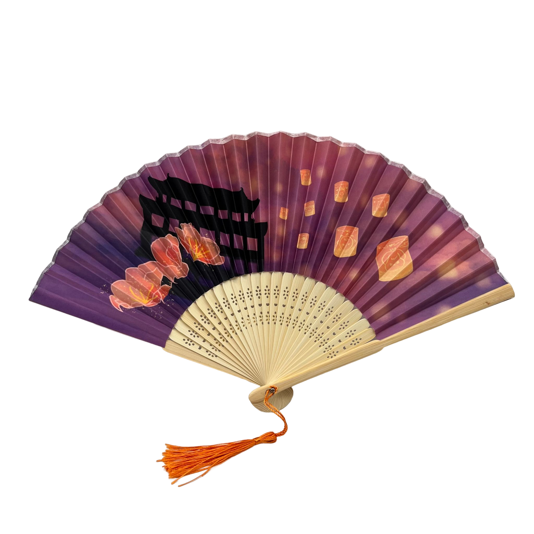 Chinese Craft Hand Fan Festival Gifts Custom Logo Bamboo Folding Hand Fans