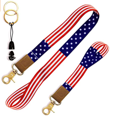 American Flag Lanyard Hand Wrist Lanyard Key Chain Holder, Wristlet Strap for keys and wristband