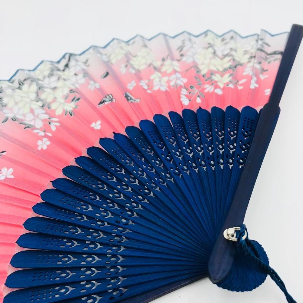 21 CM chinese customised bamboo silk fabric tai chi kung fu hand folding fan with new design printing