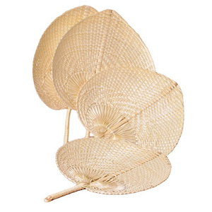 BSBH Hotsale Natural Palm Leaf Bamboo Raffia Fans Summer Hand Fans for Party Supplies Wedding Camping Gift Holding Fan