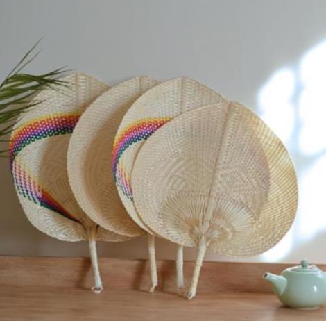 BSBH Hotsale Natural Palm Leaf Bamboo Raffia Fans Summer Hand Fans for Party Supplies Wedding Camping Gift Holding Fan