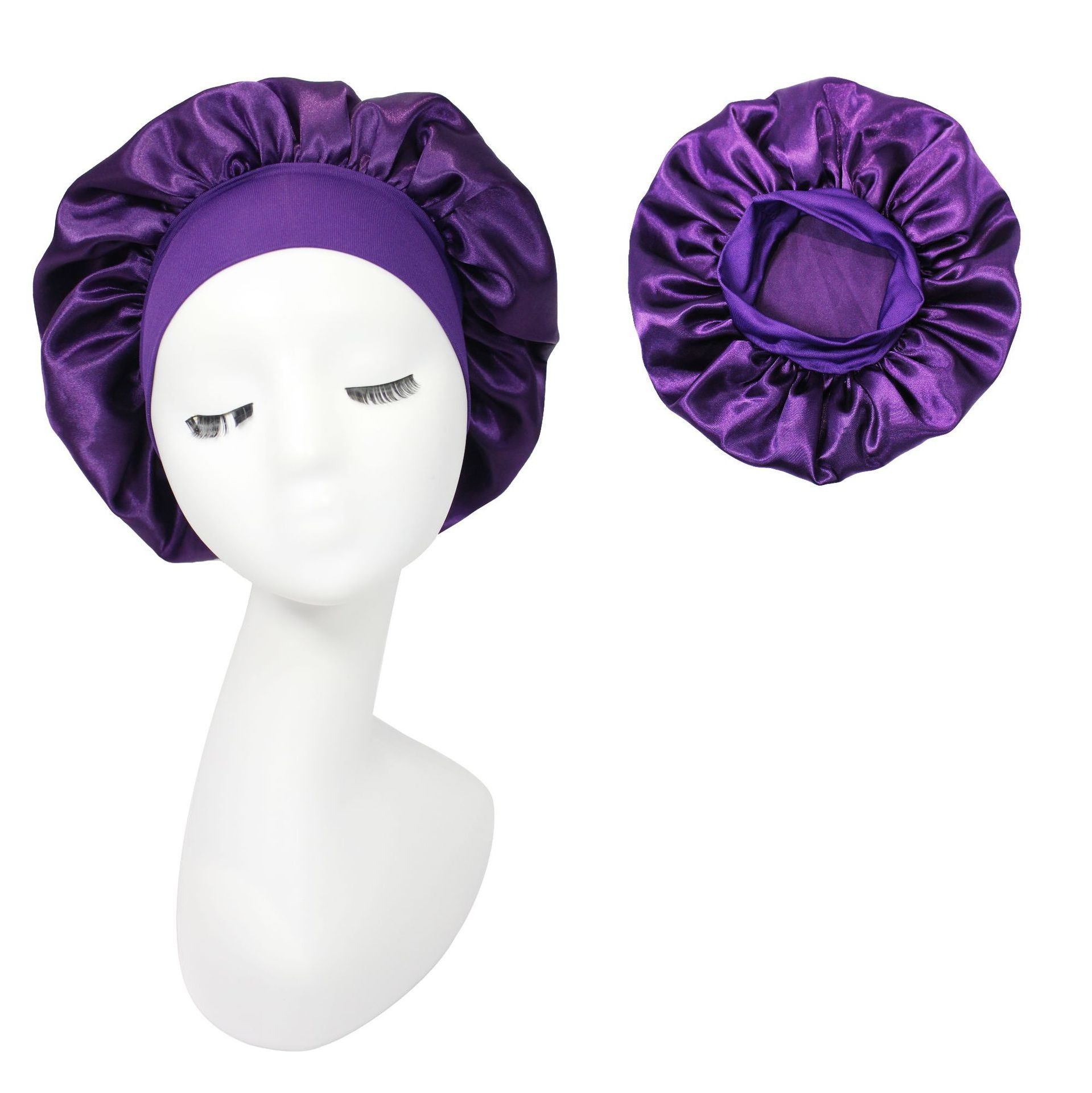 Luxury Custom Reversable Double Layer Drawstring Hair Cap Satin Silk Designer Bonnets with Logo