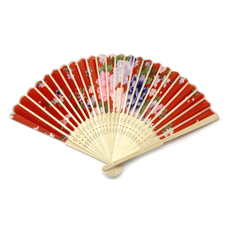 DIY Folding fan Low Moq custom logo wedding Promotion High quality Hand Fan Chinese Bamboo rib customized logo silk fan