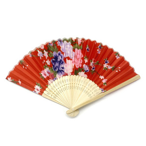 DIY Folding fan Low Moq custom logo wedding Promotion High quality Hand Fan Chinese Bamboo rib customized logo silk fan