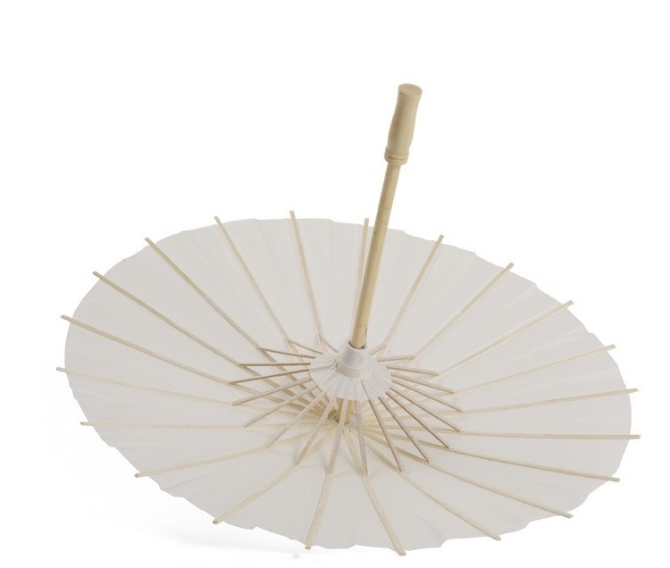 Craft Gifts Paper Umbrellas Customization DIY Handmade Drawing Blank Wooden Handle Paper Umbrella for wedding