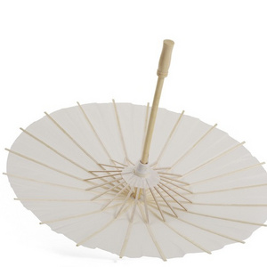 Craft Gifts Paper Umbrellas Customization DIY Handmade Drawing Blank Wooden Handle Paper Umbrella for wedding