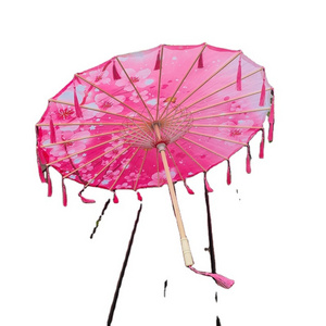 Long Life Silk Umbrella Decoration Craft Paper Parasols Bamboo Handle Umbrella For Dance Performance