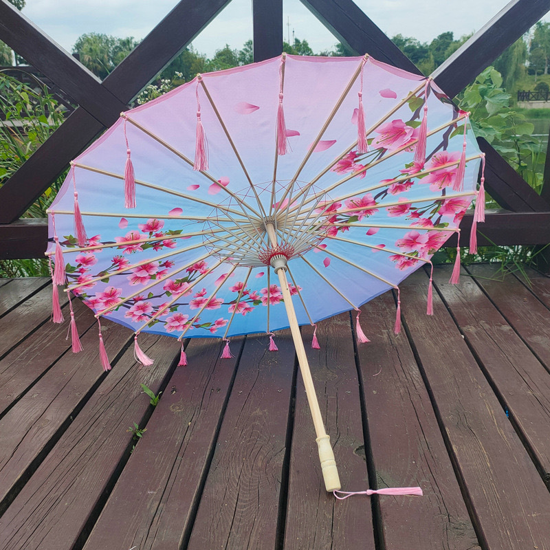 Long Life Silk Umbrella Decoration Craft Paper Parasols Bamboo Handle Umbrella For Dance Performance