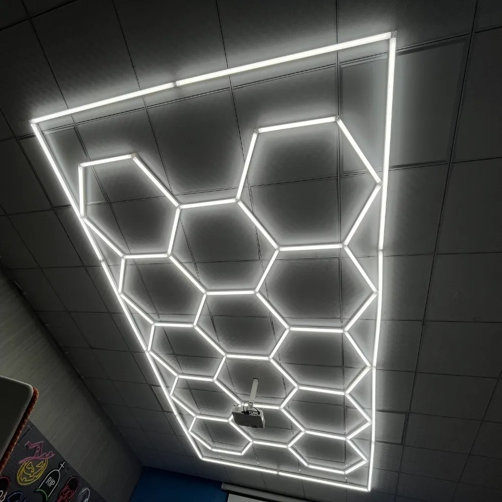 Hexagon Detailing Workshop Clothing Store Lights Led For Car Shop And Garage Honeycomb Lights Led Hexagon Work Garage Light Ceil