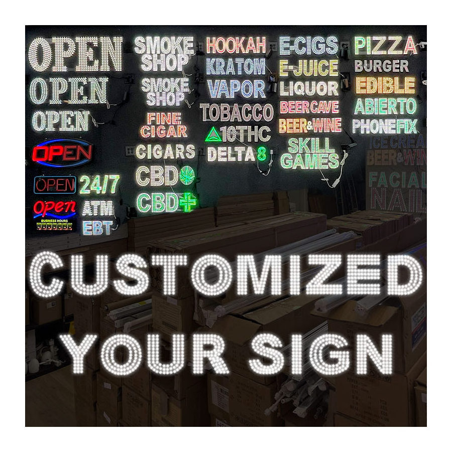 Manufacturer custom led sign open bond fast delivery letter smoke shop led sign for board outdoor advertising business