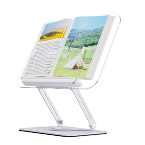 Boneruy R22 Acrylic Book Page Holder With Hidden Clip Carton Steel Base Rotatable Height Adjustable Reading Book Stand