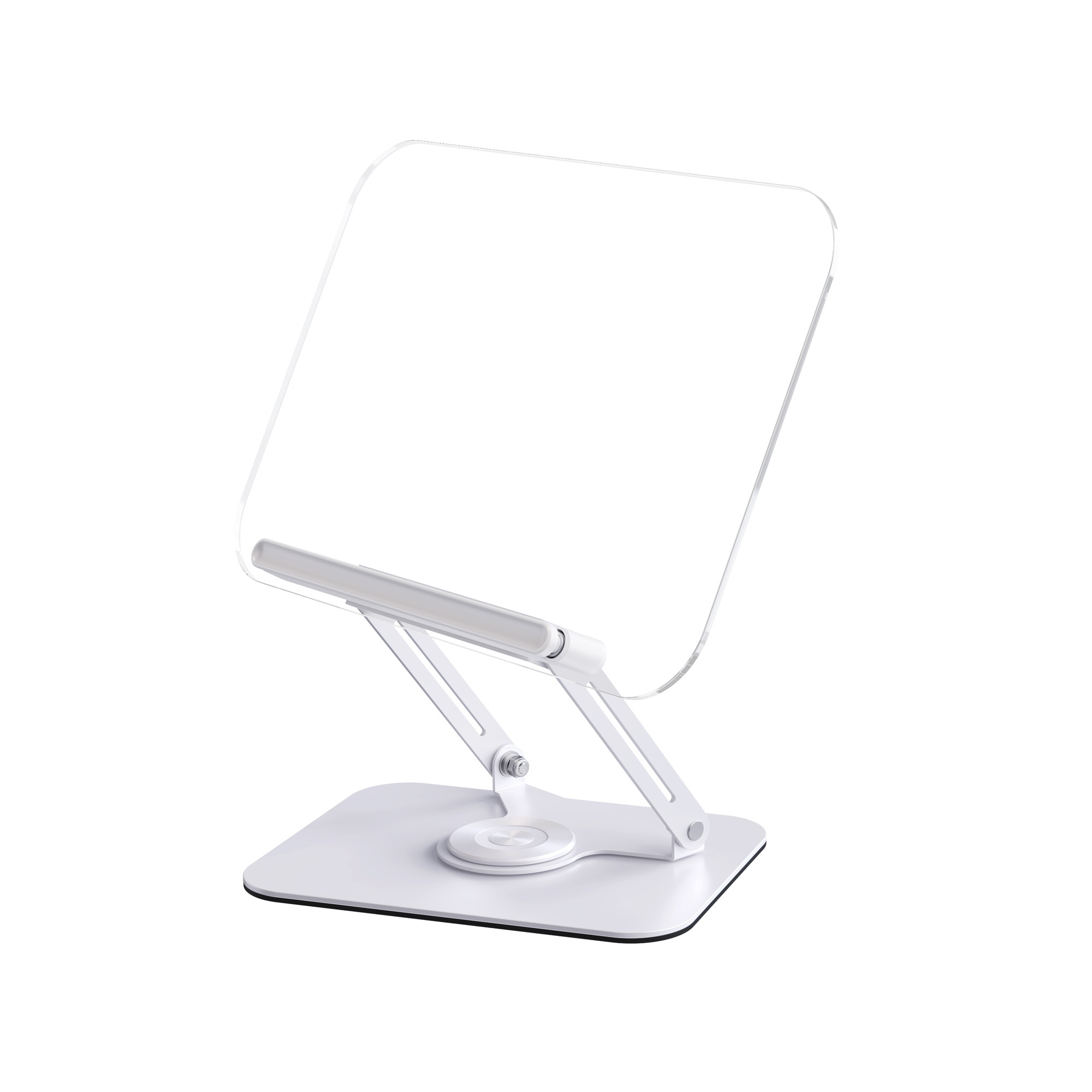 Boneruy R22 Acrylic Book Page Holder With Hidden Clip Carton Steel Base Rotatable Height Adjustable Reading Book Stand