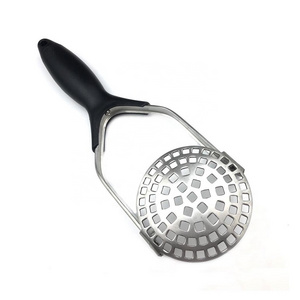 Round potato masher with non-slip handle, not easy to bend, perfect for mashing potatoes, vegetables, beans, fruits, and other s