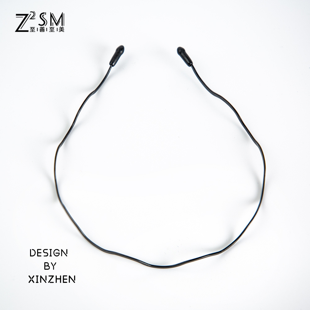 Black Unisex Slicked Back Elastic Headband Men Women Non Slip Sports Headwear Accessories Metal Spring Wavy Hair Hoop