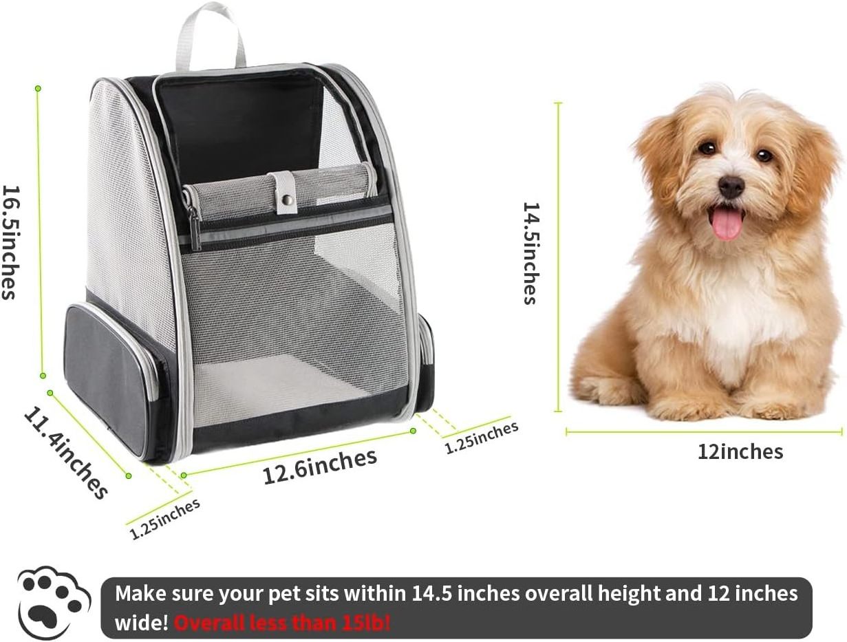 Breathable lightweight pet backpack suitable for large or small cats and dogs, safe cushioning support  outdoor travel