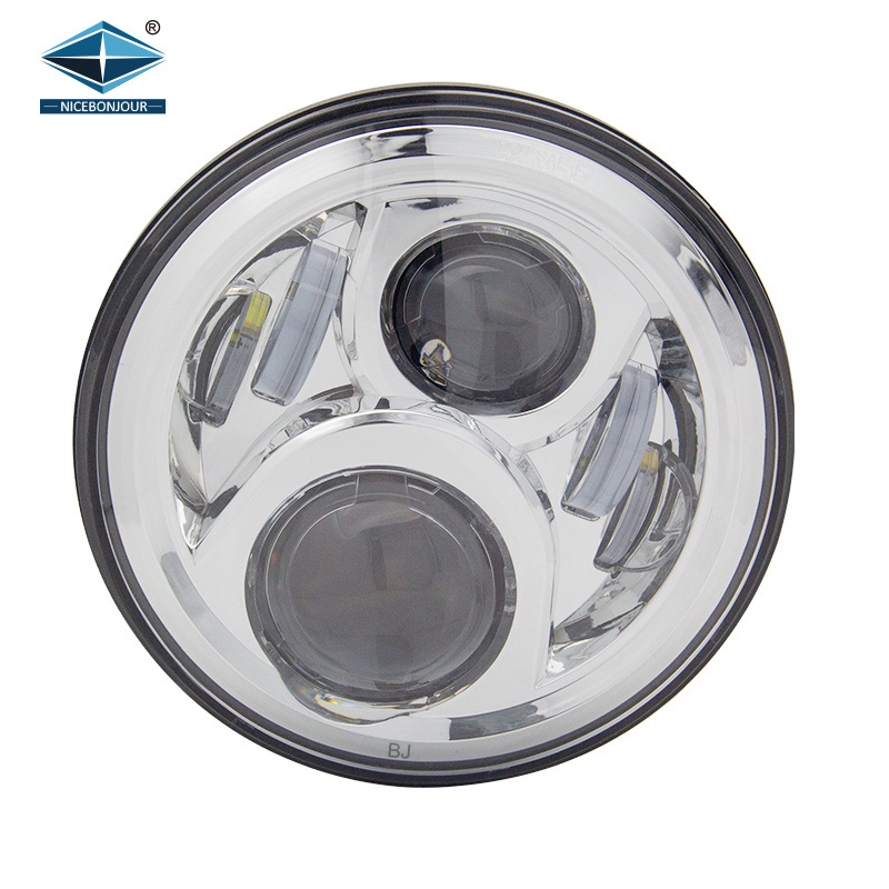 Hot Sale 4x4 Accessories 7 Inch Round Headlamp Led Headlight With Amber Angel Eyes Drl For Jeep Wrangler Harley