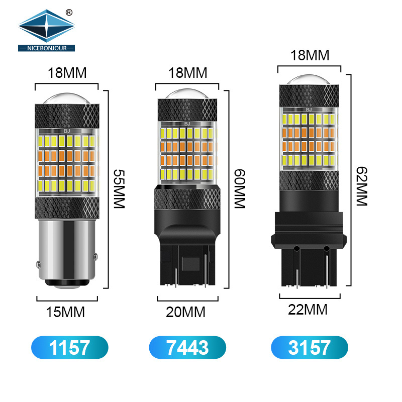 Auto LED Bulb T20 1157 3157 7443 3014 96SMD Led Switch Back Amber White for Car Turning Signal Light