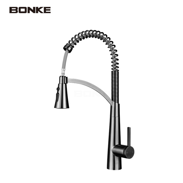 OEM Luxury Hot And Cold SS304 Stainless Steel Single Handle Water Mixer Tap Brushed Bronze Faucet For Pullout Kitchen Sink