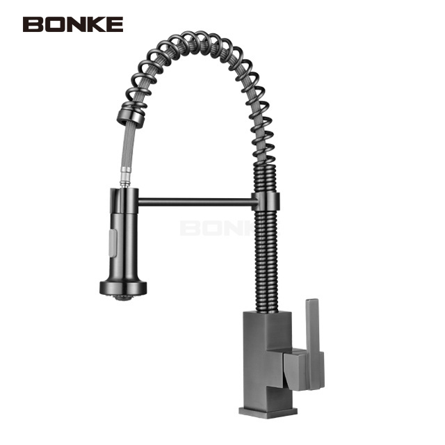 High Quality Bridge Double Handle Antique Luxury Brass Gold Kitchen Faucet