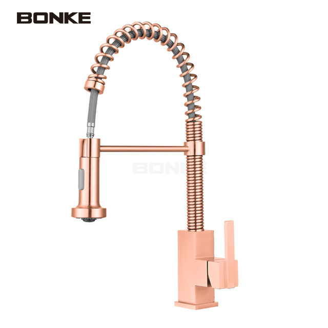 High Quality Bridge Double Handle Antique Luxury Brass Gold Kitchen Faucet