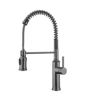 Gun Black Metal Gray Swan Neck Kitchen Spray Tap Faucet With Sensor