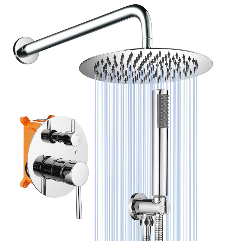 Bathroom Luxury Rain Mixer Shower Combo Set Wall Mounted Rainfall Shower Head System Brushed Nickel Finish Shower Faucet