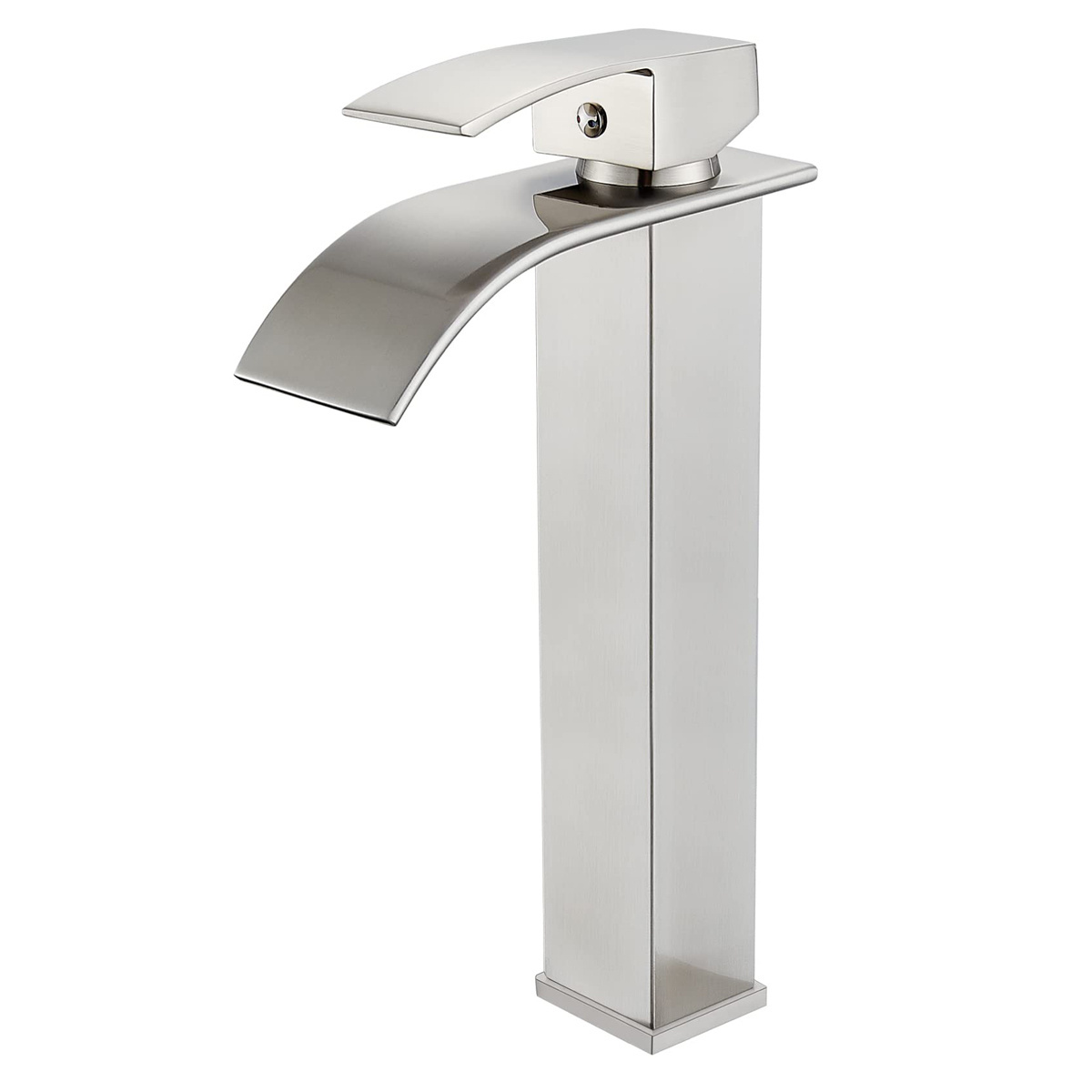 Brushed Nickel Waterfall Spout Bathroom Sink Faucet