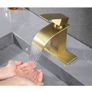 Luxury Gold Stainless Steel Waterfall Spout Bathroom Sink Faucet Washbasin Faucet