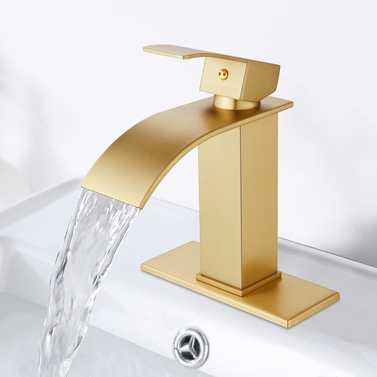 Luxury Gold Stainless Steel Waterfall Spout Bathroom Sink Faucet Washbasin Faucet