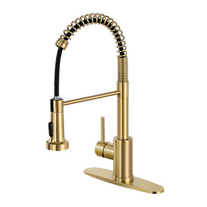 Luxury Gold Sprayer Stainless Steel Single Lever Spring Pull Down Kitchen Faucet Mixer