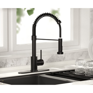 Modern Flexible 304 Stainless Steel Black Spring Sprayer Pull Down 360 Rotation Mixer Water Kitchen Faucet