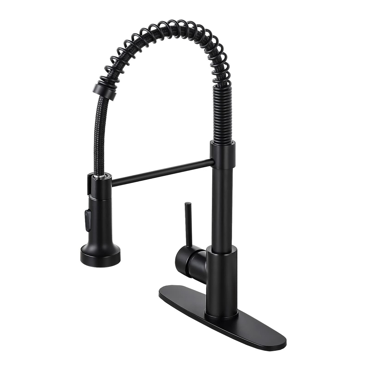 Modern Flexible 304 Stainless Steel Black Spring Sprayer Pull Down 360 Rotation Mixer Water Kitchen Faucet