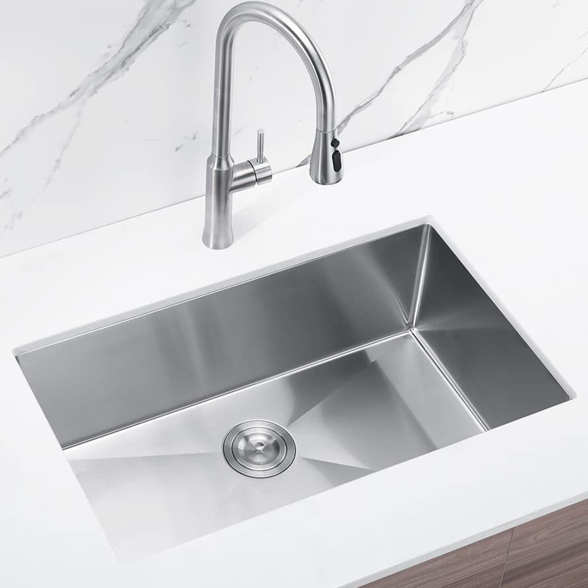 Undermount Kitchen Sink Stainless Steel 16 Gauge Single Bowl Kitchen Sink