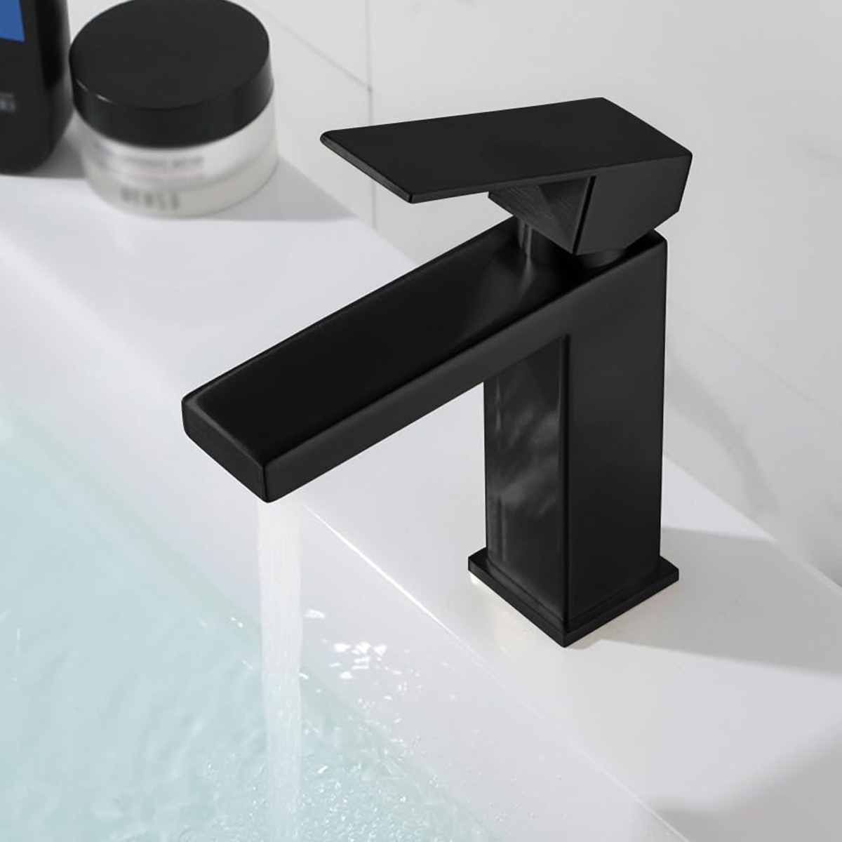 Black Single Hole Lavatory Vanity Mixer Tap Stainless Steel Bathroom Washbasin Faucet