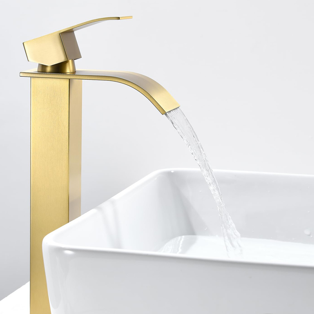 Gold Brushed Nickel Waterfall Bathroom Faucet