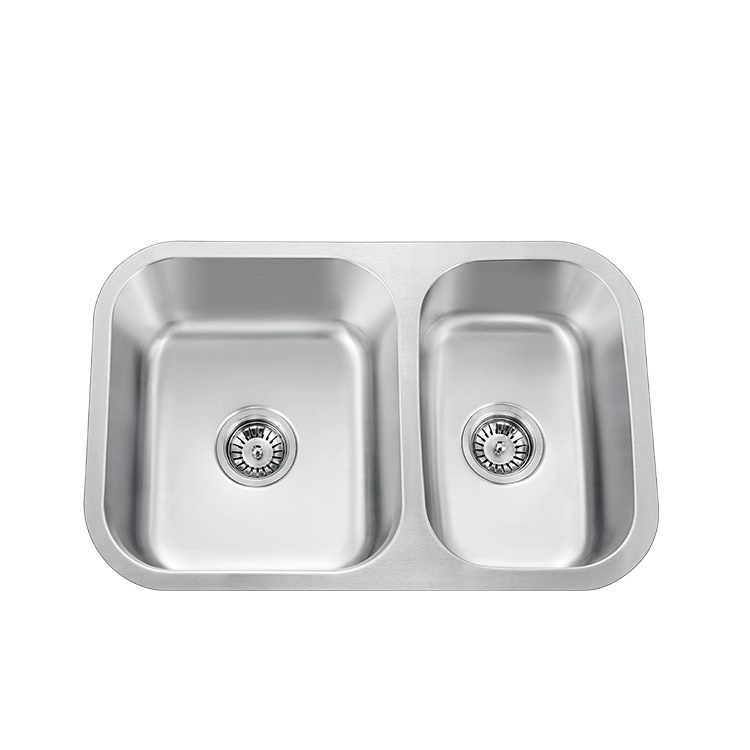 Bonke 28-Inch Double Bowls Offset Premium Stainless Steel Kitchen Under Counter Mount Sink