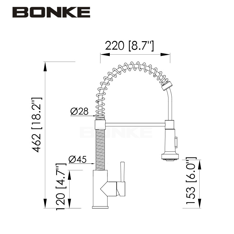 Lead Free Stainless Steel Single Lever Handle Pull Down Sprayer Brushed Nickel Kitchen Faucet, Kitchen Sink Faucet