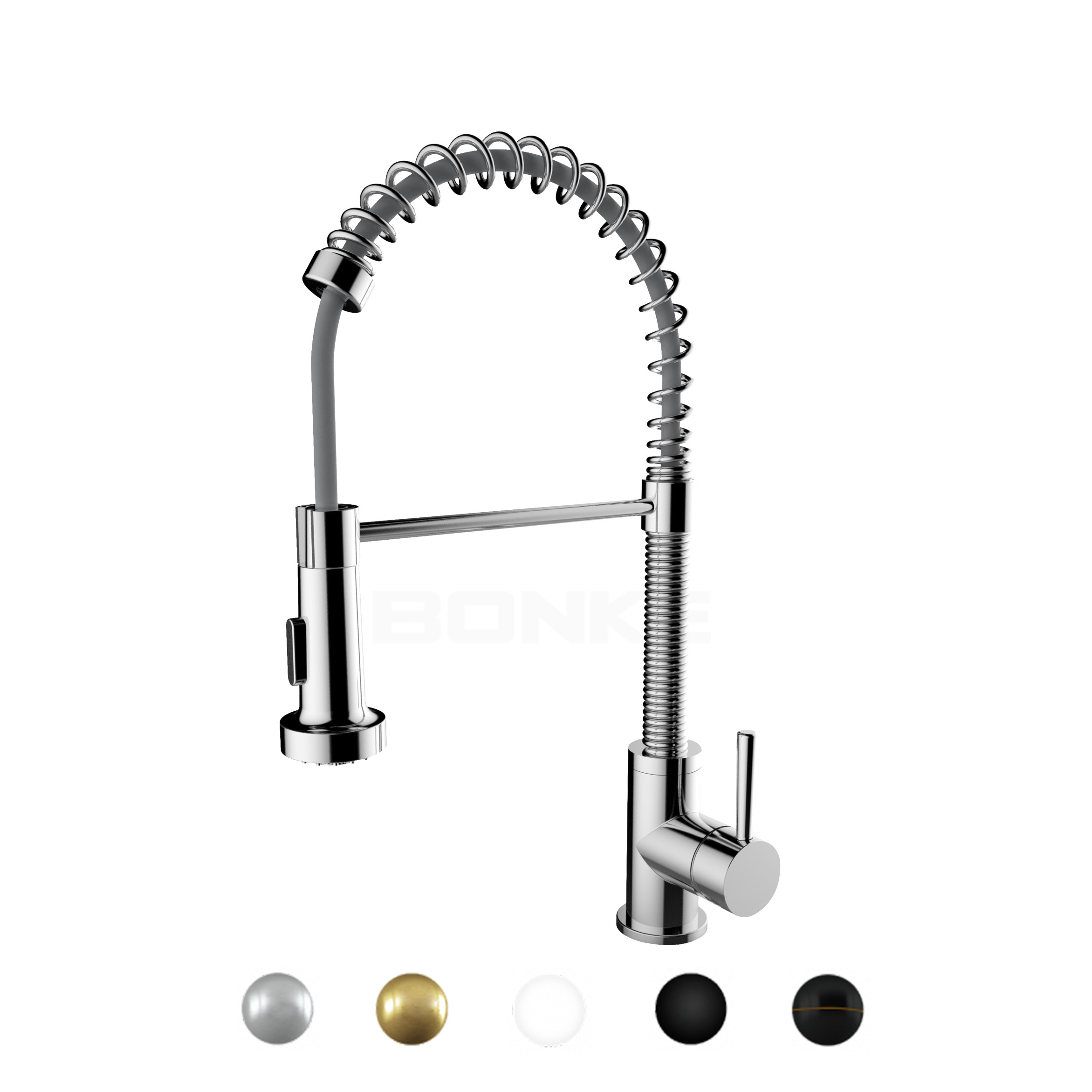 Lead Free Stainless Steel Single Lever Handle Pull Down Sprayer Brushed Nickel Kitchen Faucet, Kitchen Sink Faucet